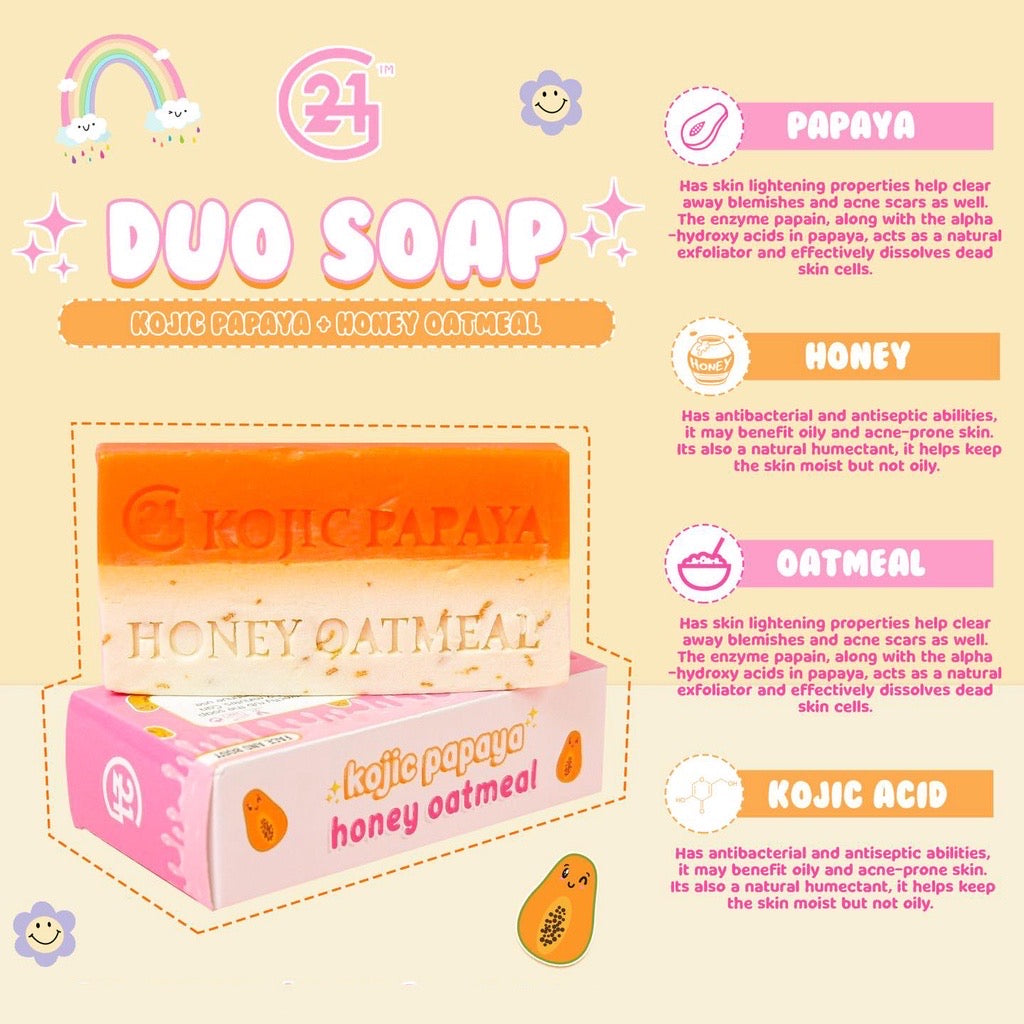 G21 Kojic Papaya + Honey Oatmeal Soap Duo (150g)