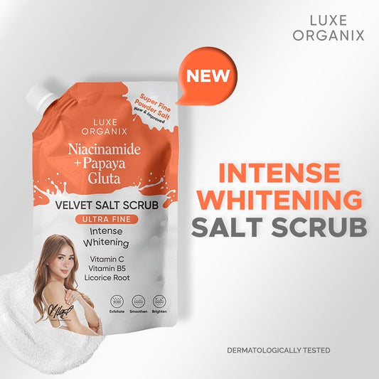 Luxe Organix Niacinamide + Papaya Gluta Velvet Shower Salt Scrub (300gm)