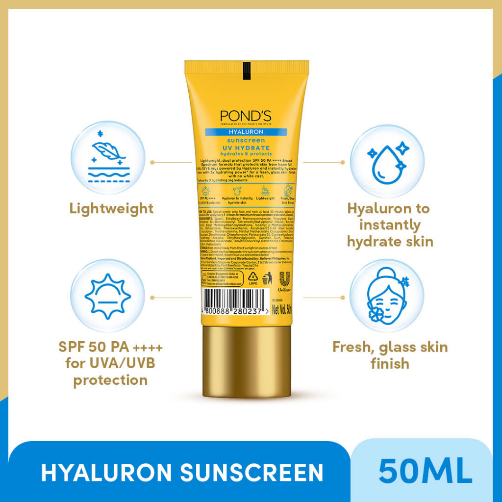 PONDS Hydrate Hyaluron + Ceramide Sunscreen SPF 50 PA++++ (50gm)