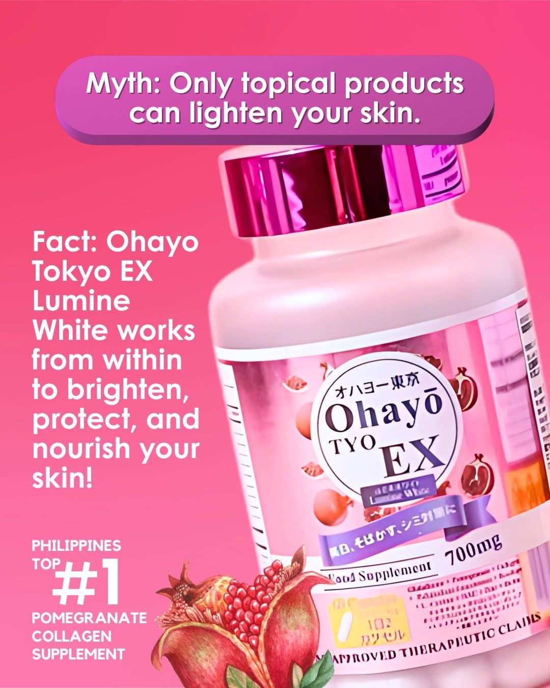Ohayo TYO EX Lumine White Glutathione 700mg (60caps)