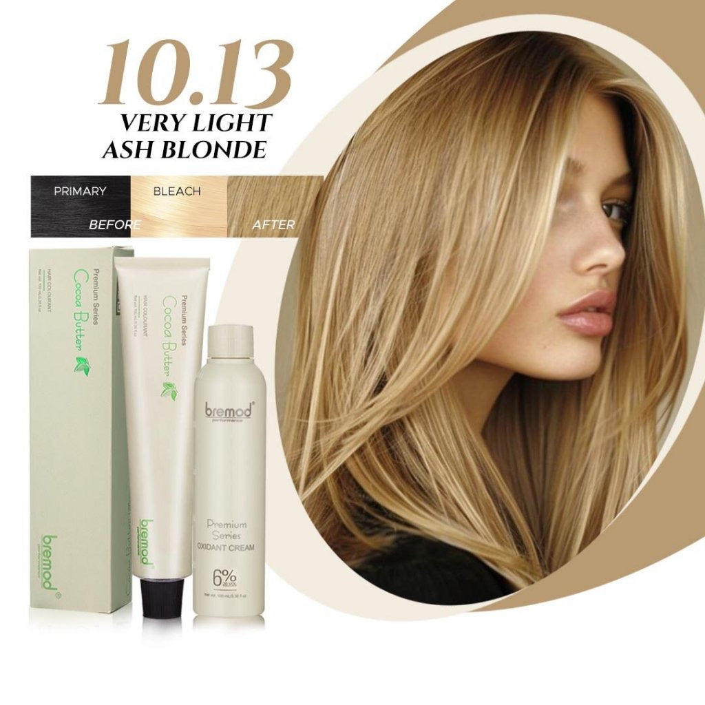 Bremod Very Light Ash Blonde Hair Color 10.13 + 12% Oxidiser (Set)