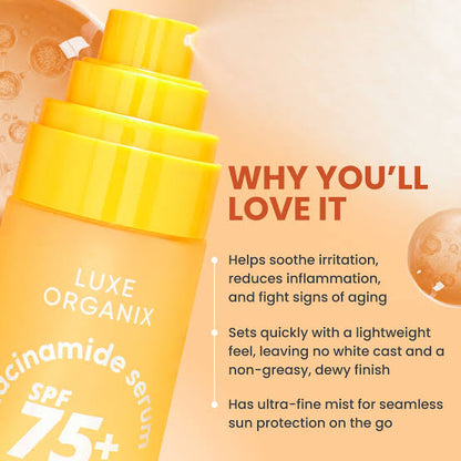 Luxe Organix Niacinamide Serum Facial UV Mist SPF 75+ PA++++ (80ml)