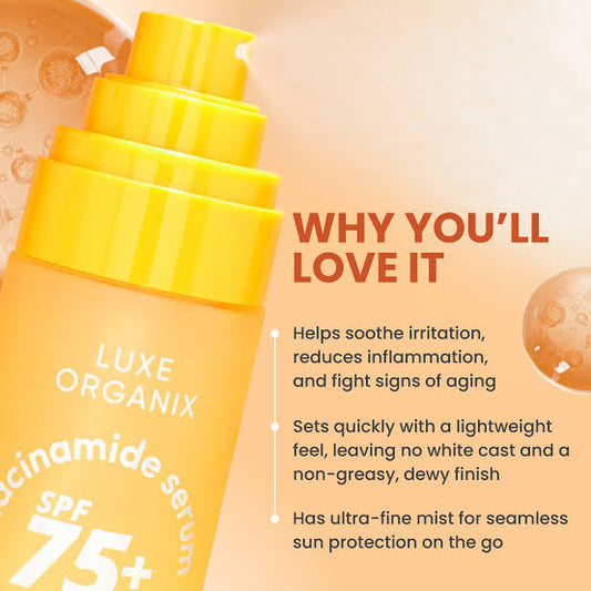 Luxe Organix Niacinamide Serum Facial UV Mist SPF 75+ PA++++ (80ml)
