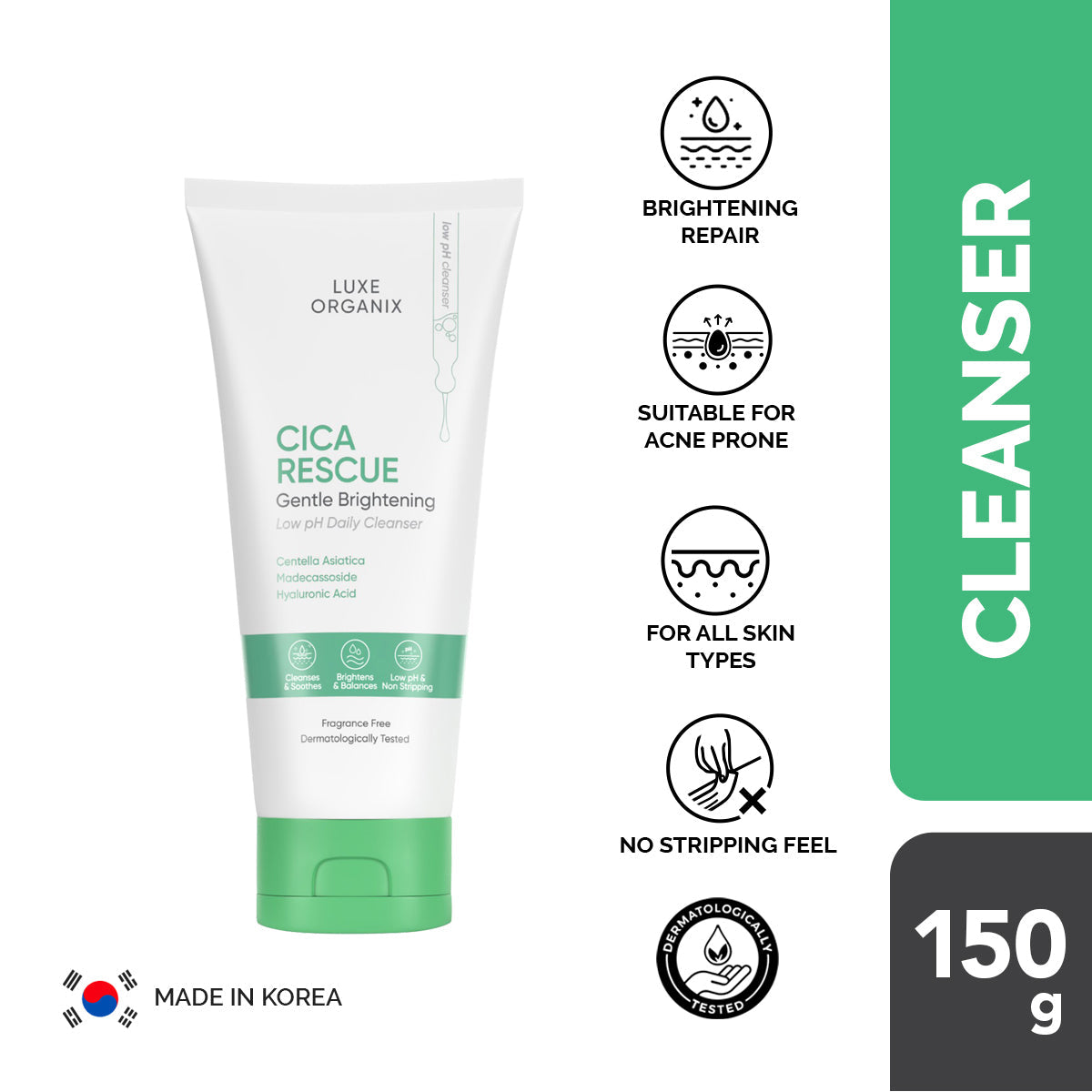 Luxe Organix Cica Rescue Gentle Brightening Daily Cleanser (150mg)