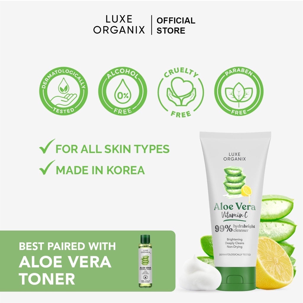 Luxe Organix Aloe Vera Vitamin C Hydrabright Cleanser (120ml)