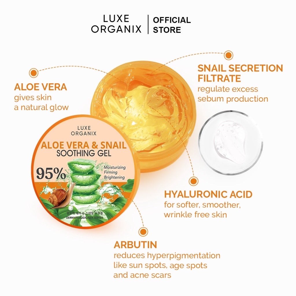 Luxe Organix Aloe Vera & Snail Soothing Gel (300ml)