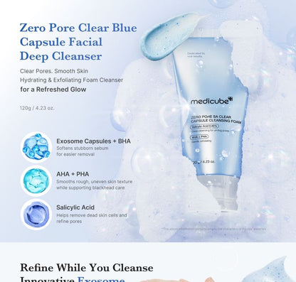 Medicube Zero Pore SA Clear Capsule Cleansing Foam (120gm)