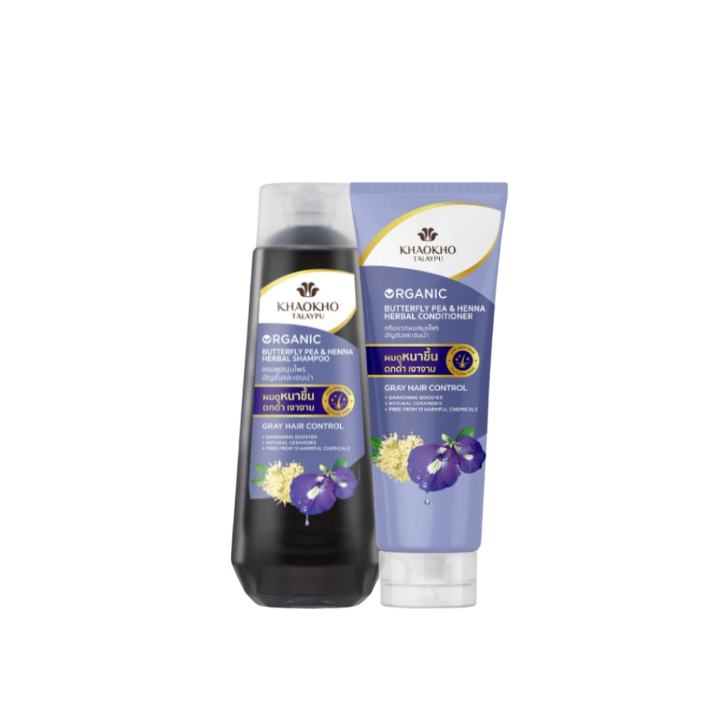 Khaokho Talaypu Butterfly Pea and Henna Shampoo & Conditioner (Gray Hair Control)