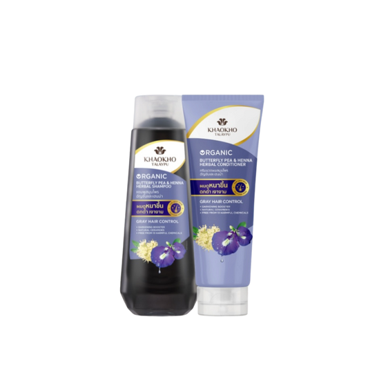 Khaokho Talaypu Butterfly Pea and Henna Shampoo + Conditioner / Gray Hair Control (Set 320ml+280ml)