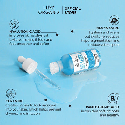 Luxe Organix Aqua Lock Plump Up Hydro Serum with Hyaluronic Acid + B5 (30ml)