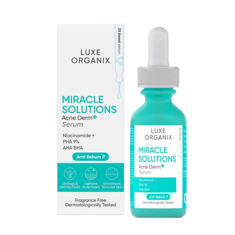 Luxe Organix Miracle Solutions AHA/BHA Acne Derm+ Serum (30ml)