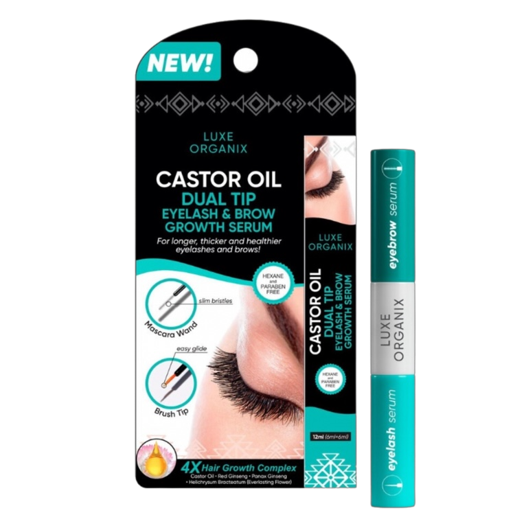 Luxe Organix Castor Oil Dual Tip Eyelash & Brow Growth Serum (12ml)