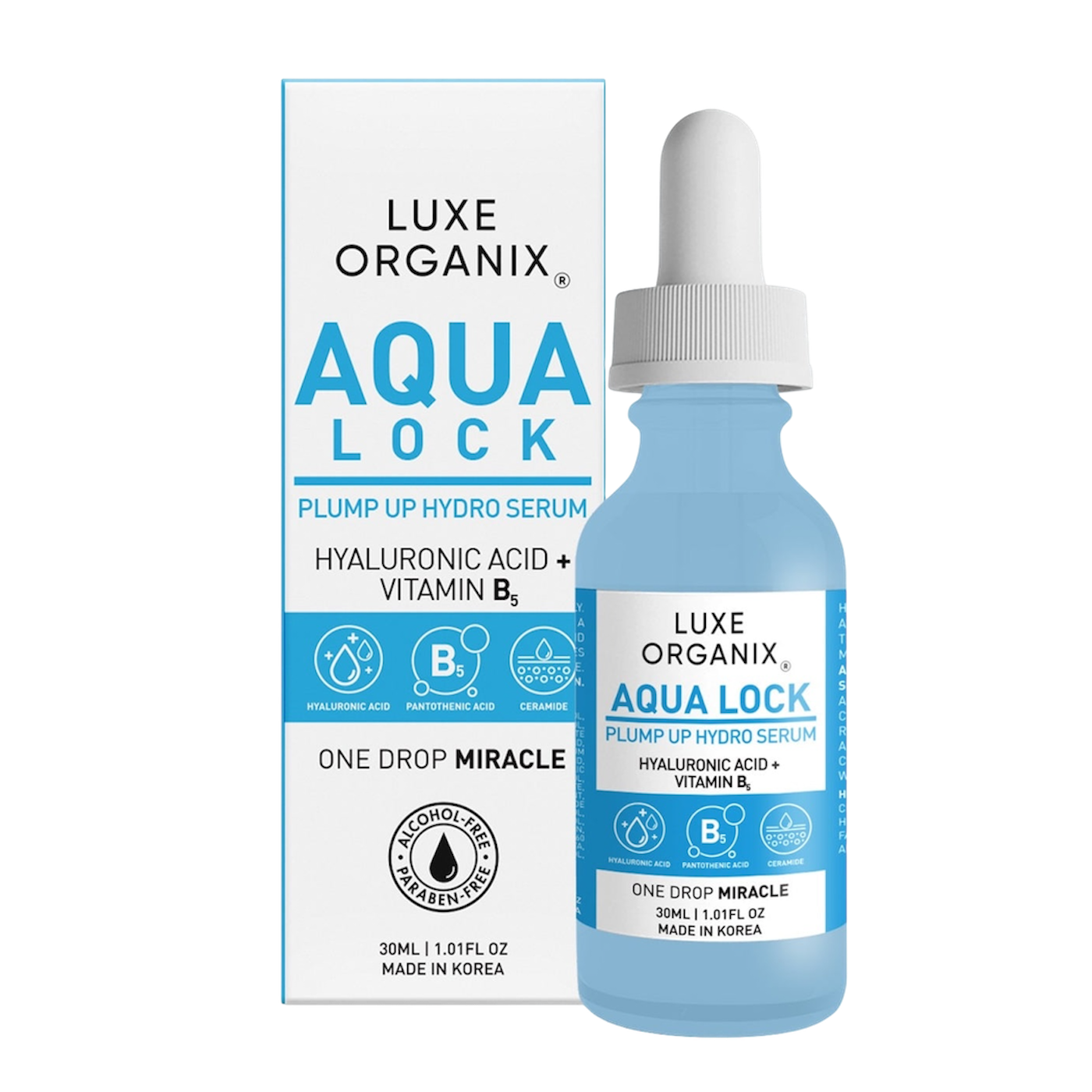 Luxe Organix Aqua Lock Plump Up Hydro Serum with Hyaluronic Acid + B5 (30ml)