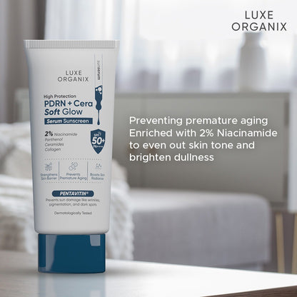 Luxe Organix High Protection PDRN + Cera Soft Glow Serum Sunscreen SPF50++++ (40ml)