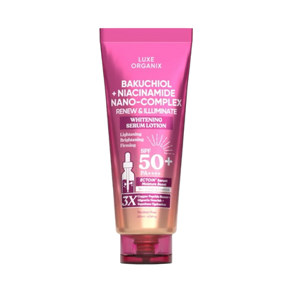 Luxe Organix Bakuchiol + Niacinamide Nano-Complex Renew & Illuminate Whitening Serum Lotion (200ml)