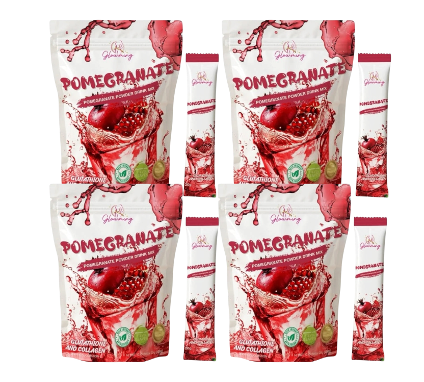 Glowming Shape Pomegranate Powder Drink Mix by Cris Cosmetics (Bundle of 4)