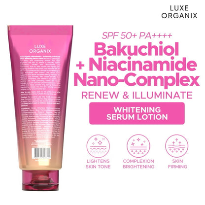 Luxe Organix Bakuchiol + Niacinamide Nano-Complex Renew & Illuminate Whitening Serum Lotion (200ml)