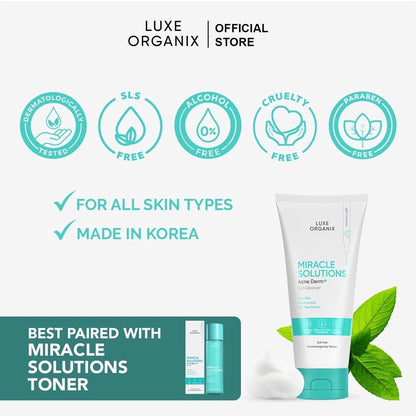 Luxe Organix Miracle Solutions Acne Derm Gel Cleanser (150ml)