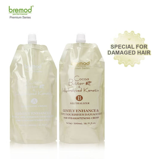 Bremod Premium Series Hair Straightening Rebonding Set (Best for Damaged Hair 500mlx2)