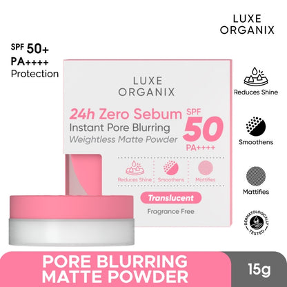 Luxe Organix 24h Zero Sebum Matte Powder (15gm)