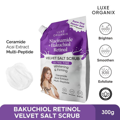 Luxe Organix Niacinamide + Bakuchiol Retinol Velvet Salt Scrub (300gm)