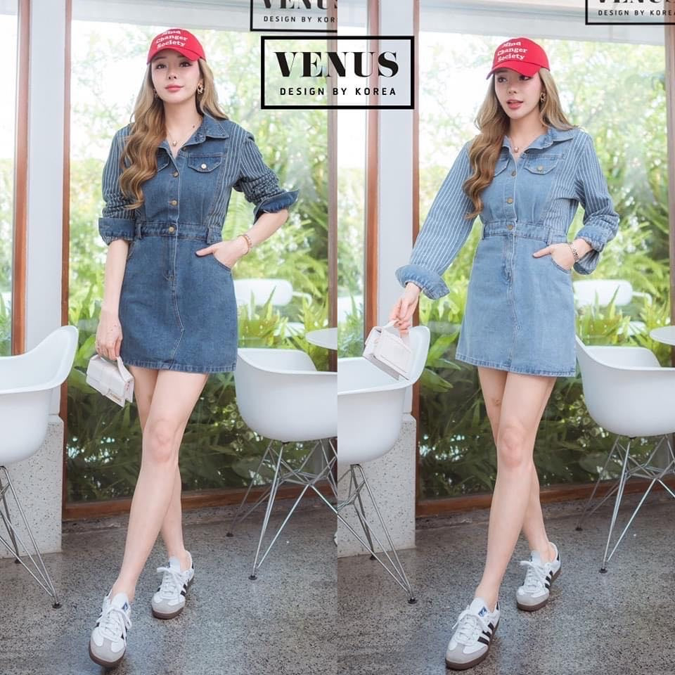 Delia Denim Style Mini Dress (Free Size up to 8/10)