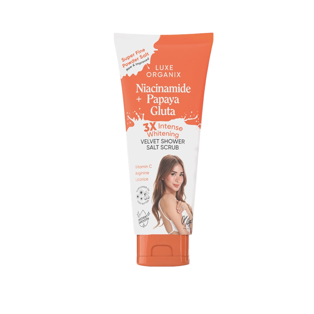 Luxe Organix Niacinamide + Papaya Gluta Velvet Shower Salt Scrub (320gm)