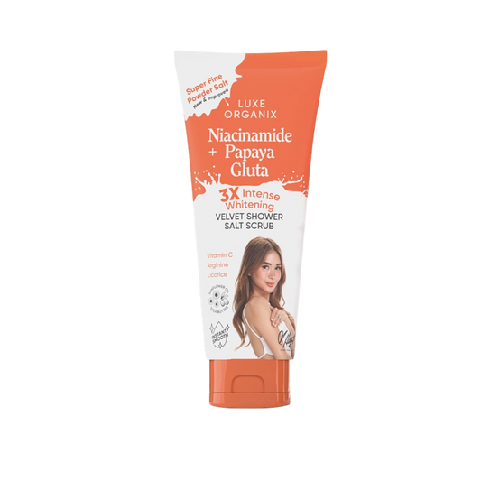 Luxe Organix Niacinamide + Papaya Gluta Velvet Shower Salt Scrub (320gm)