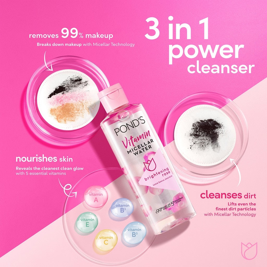 PONDS Vitamin Micellar Water Brightening Rose (100ml)