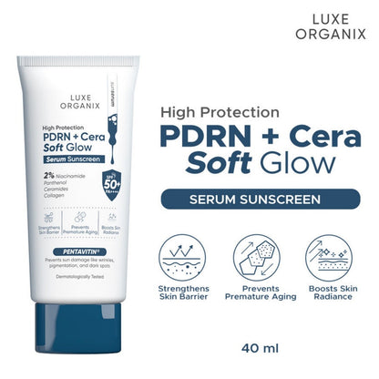 Luxe Organix High Protection PDRN + Cera Soft Glow Serum Sunscreen SPF50++++ (40ml)
