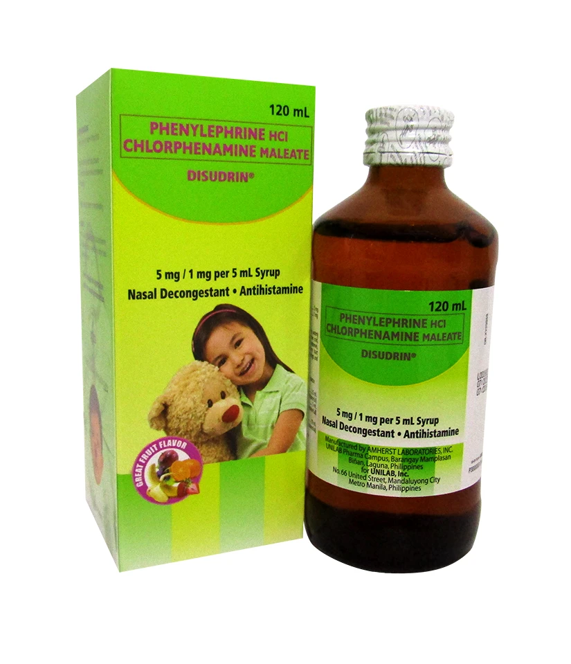 DISUDRIN Phenylephrine / Chlorphenamine 5mg/1mg per 5ml  (Syrup 120ml)