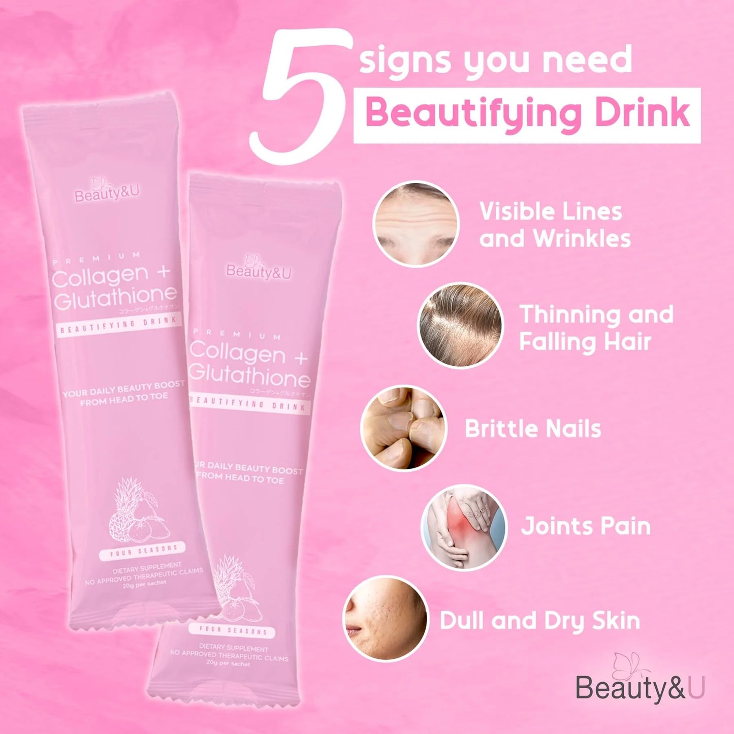 Beauty&U Premium Collagen + Glutathione Beautifying Drink