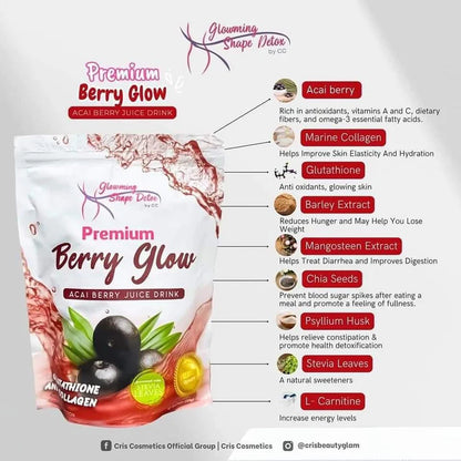 Glowming Shape Detox Premium Berry Glow Acai Berry Juice Drink by Cris Cosmetics